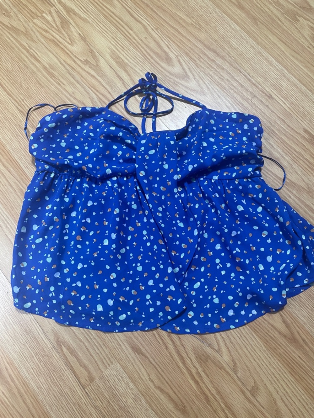 Sienna Sky Royal Blue Halter Spotted Camisole